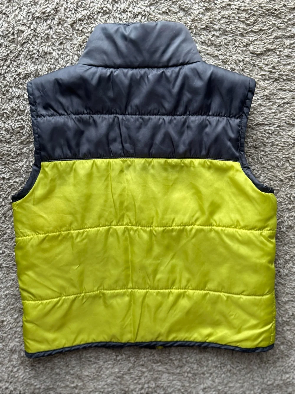 Calvin Klein Jeans Color Block Puffer Vest Toddler Size 2T Gray & Neon Yellow